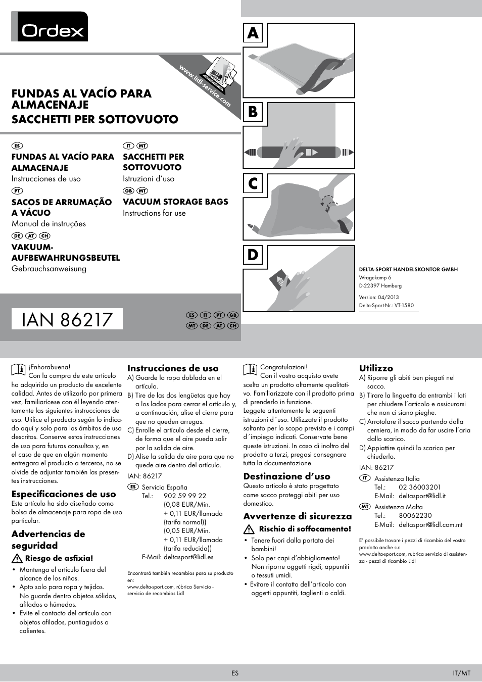 Ordex Vacuum Storage Bags User Manual | 2 pages