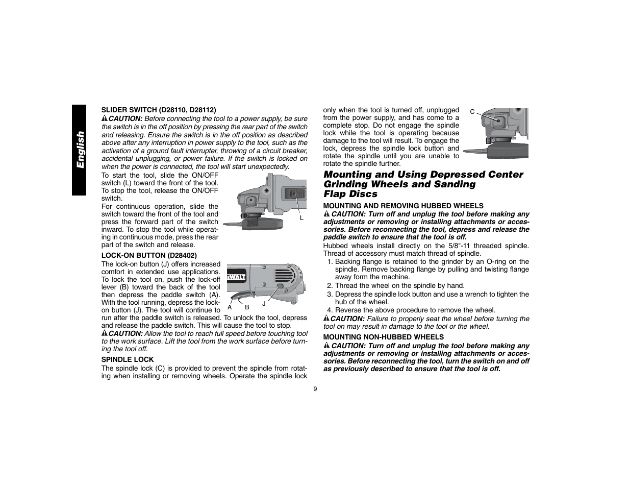 English | DeWalt D28112 User Manual | Page 10 / 52