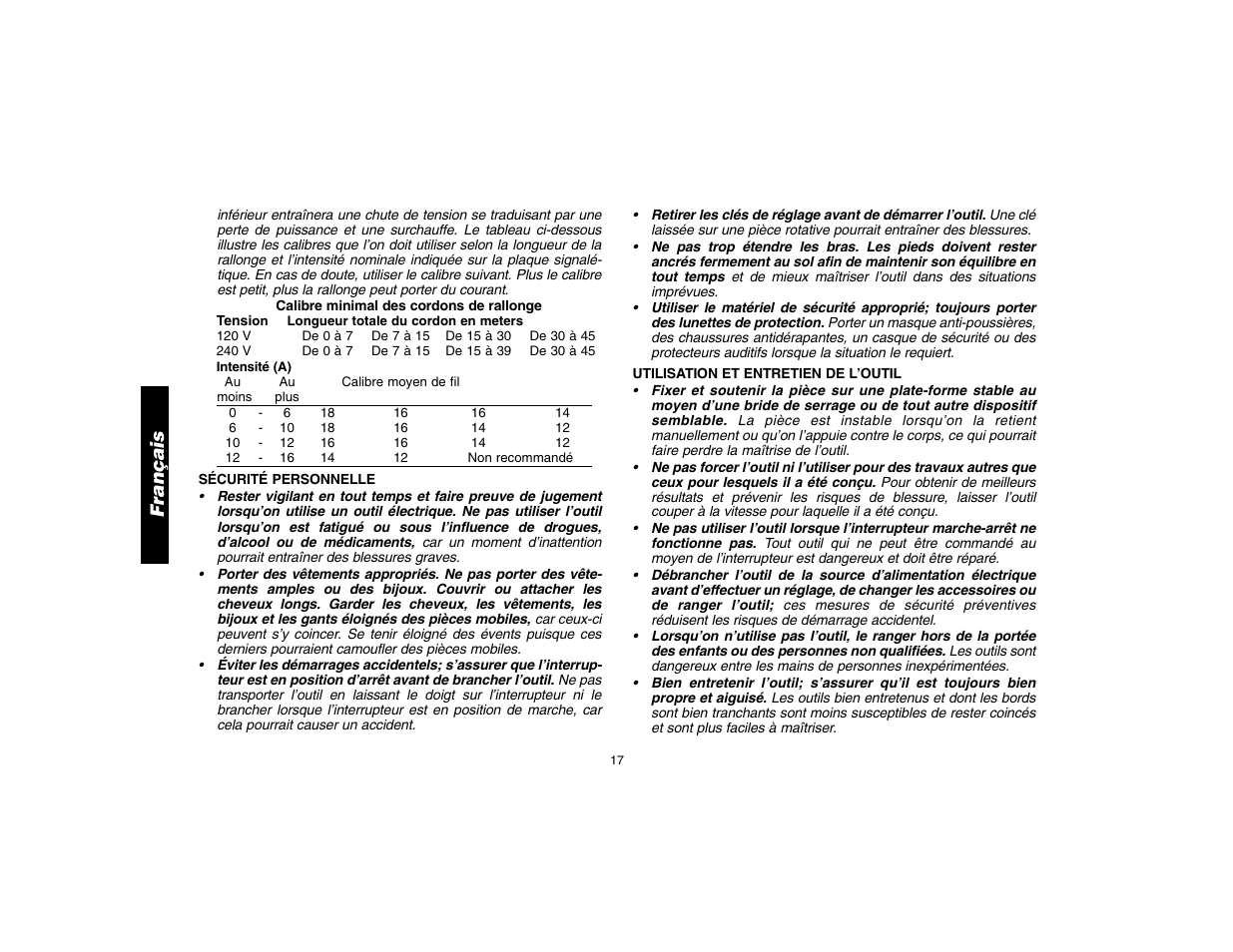 Français | DeWalt D28112 User Manual | Page 18 / 52