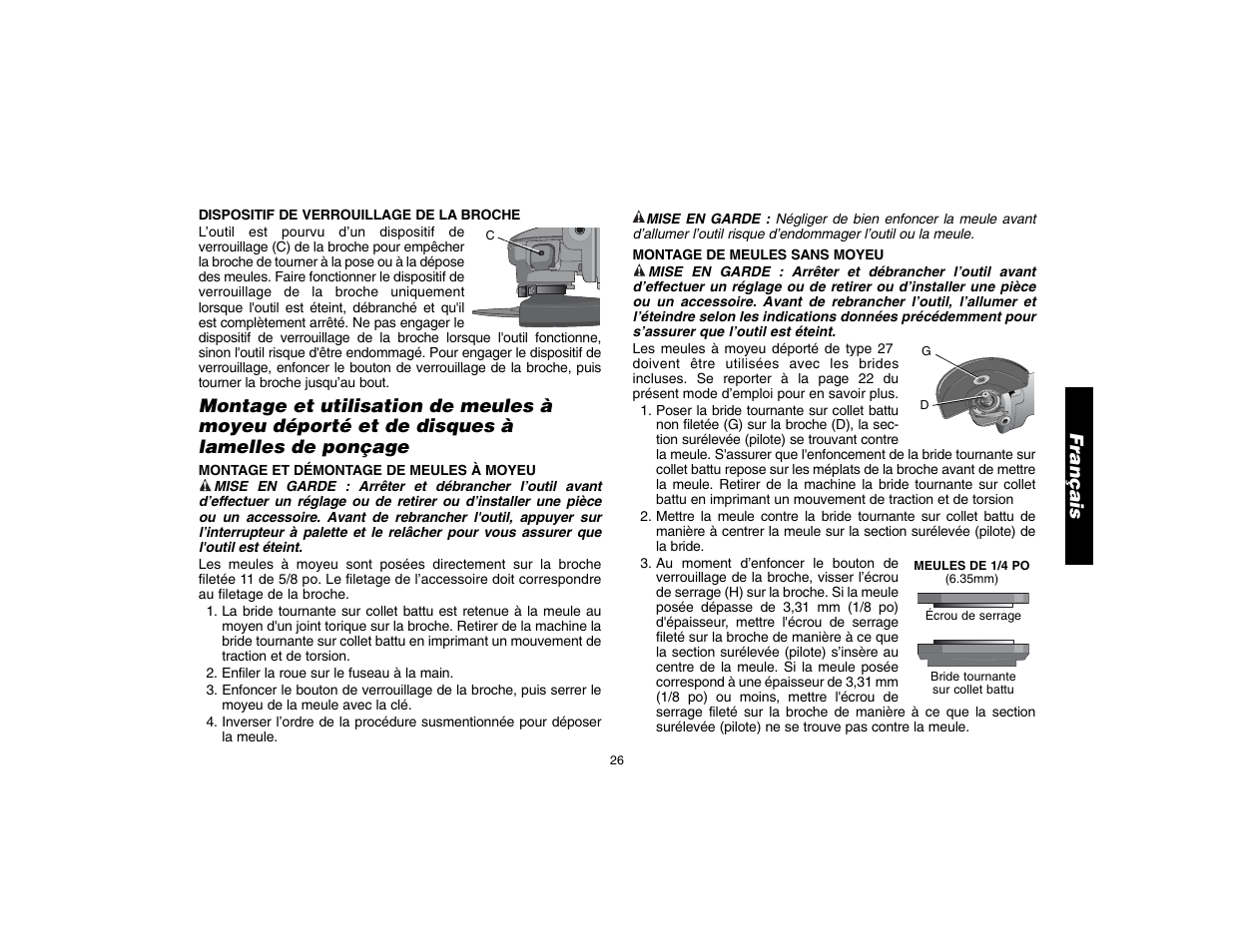 Français | DeWalt D28112 User Manual | Page 27 / 52