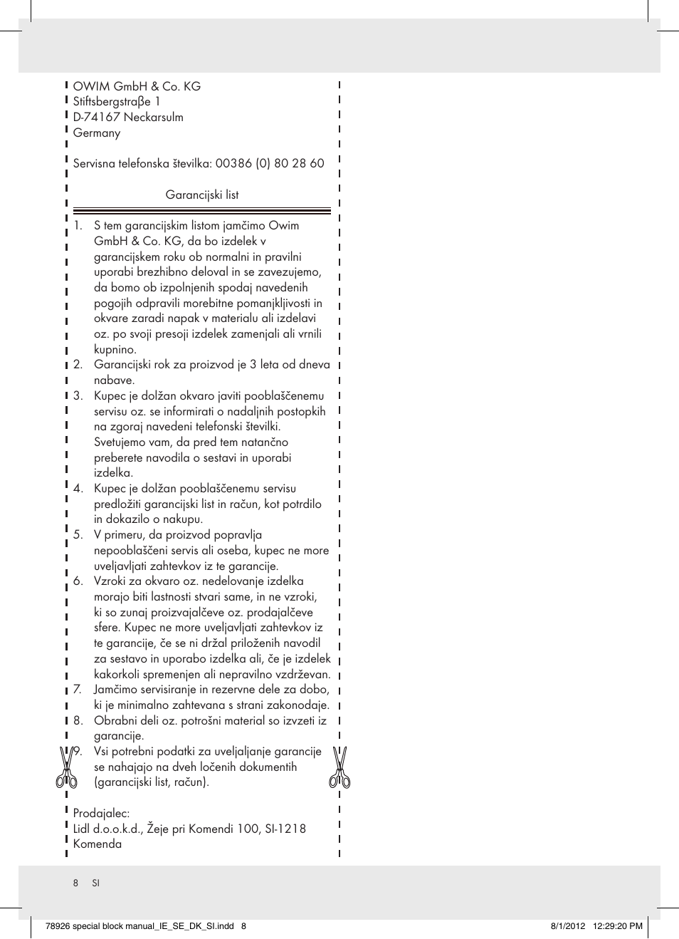 Ordex T13728A/T13728B User Manual | Page 8 / 12