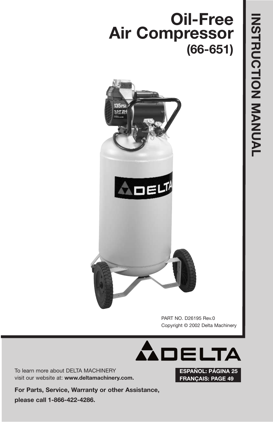 Delta Oil-Free 66-651 User Manual | 26 pages