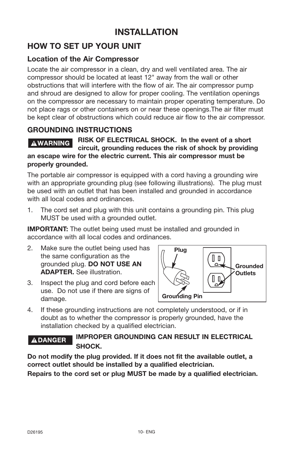 Installation, How to set up your unit | Delta Oil-Free 66-651 User Manual | Page 10 / 26