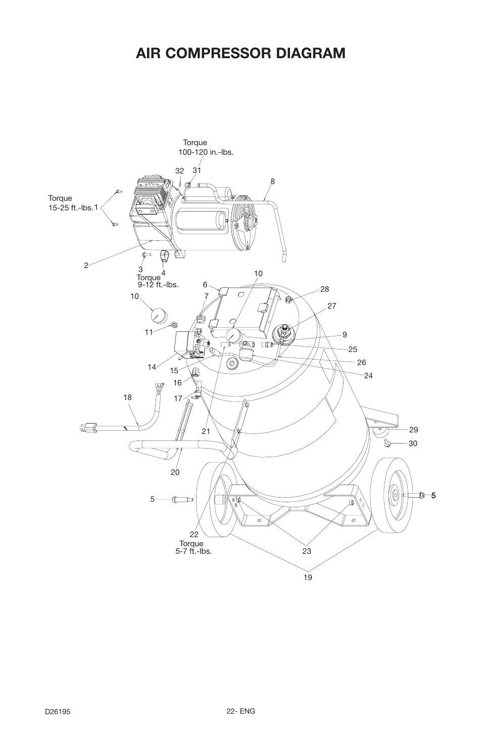 Air compressor diagram | Delta Oil-Free 66-651 User Manual | Page 22 / 26