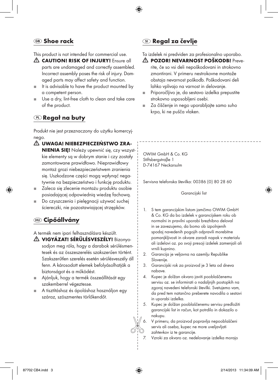 Shoe rack, Regał na buty, Cipőállvány | Regal za čevlje | Ordex T13726 User Manual | Page 2 / 4