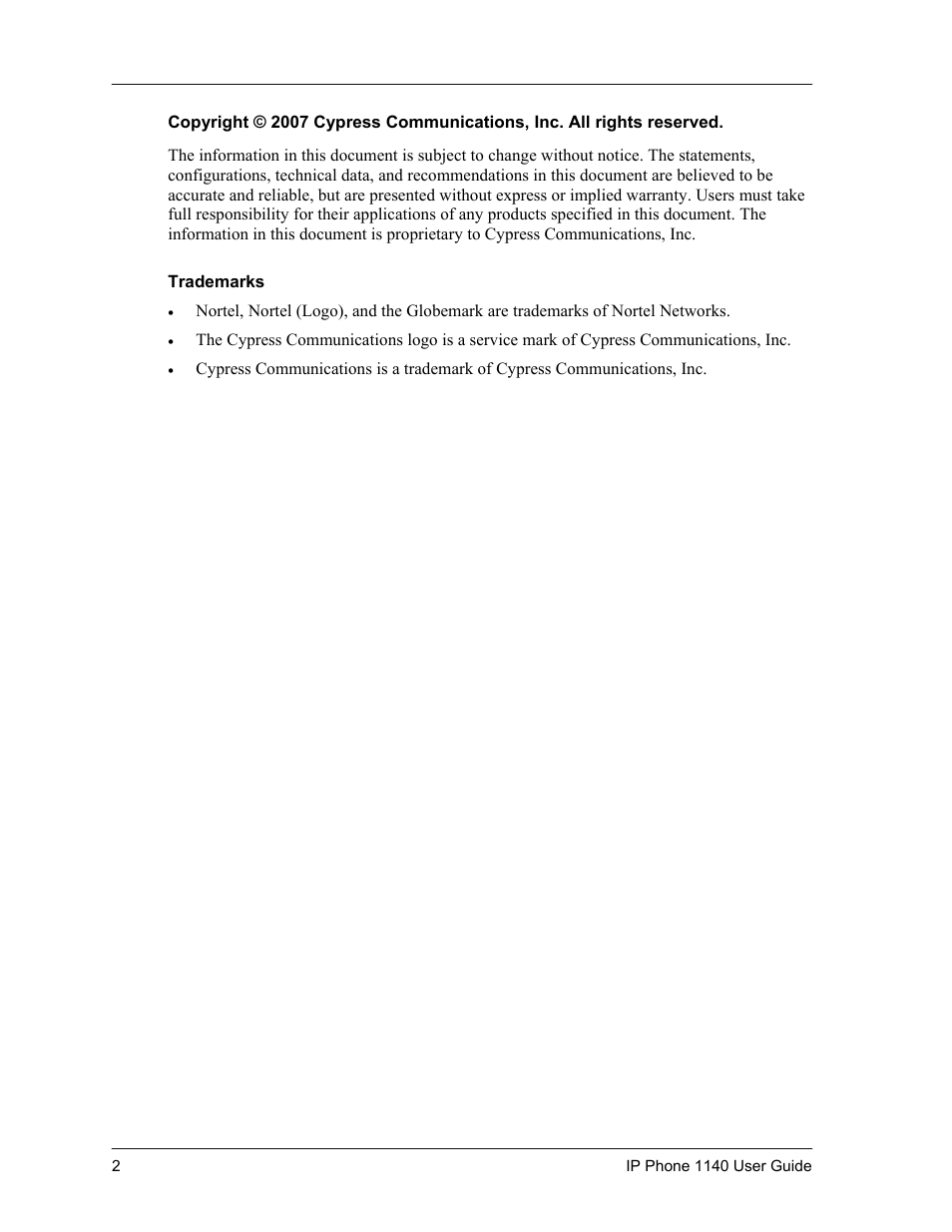 Cypress Communications IP Phone 1140 User Manual | Page 2 / 43