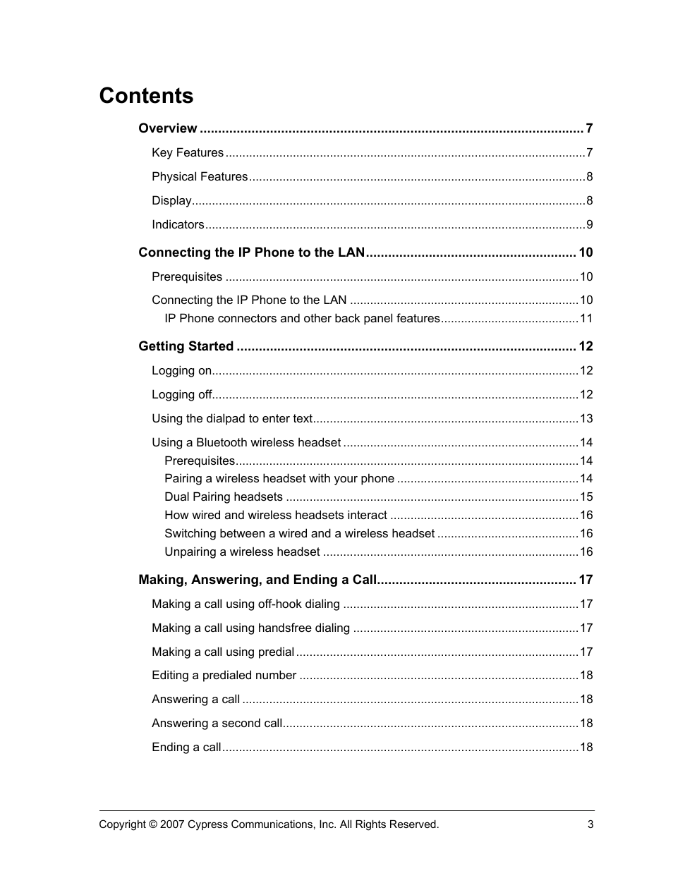 Cypress Communications IP Phone 1140 User Manual | Page 3 / 43