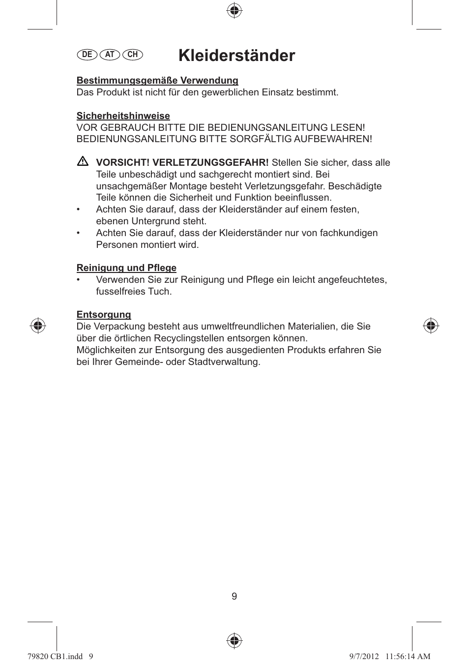 Kleiderständer | Ordex T13826 User Manual | Page 9 / 12
