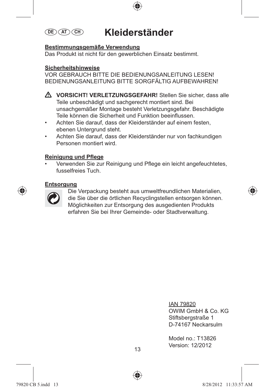 Kleiderständer | Ordex T13826 User Manual | Page 13 / 13