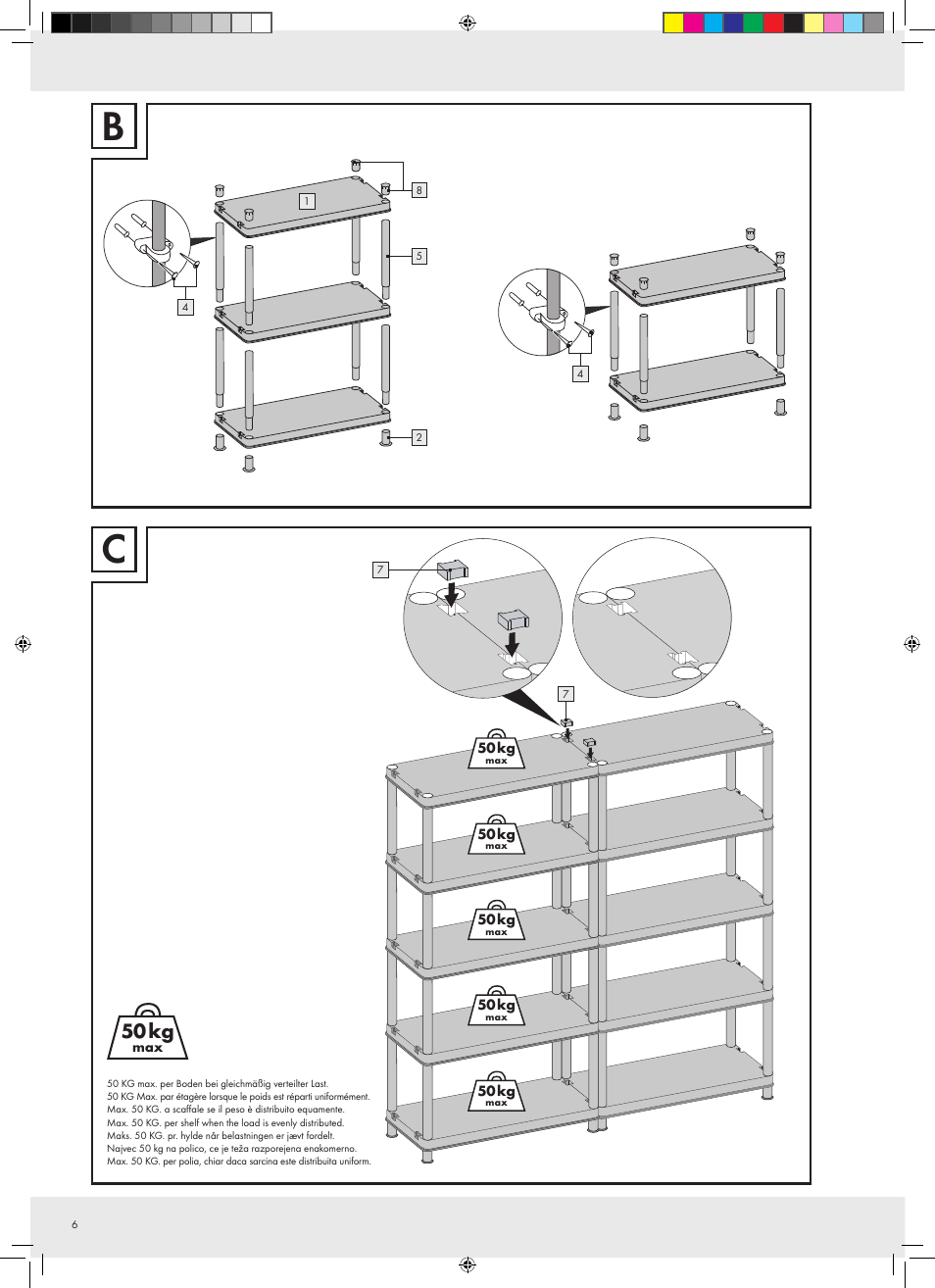 50 kg | Ordex Plastic Shelving Unit User Manual | Page 6 / 8