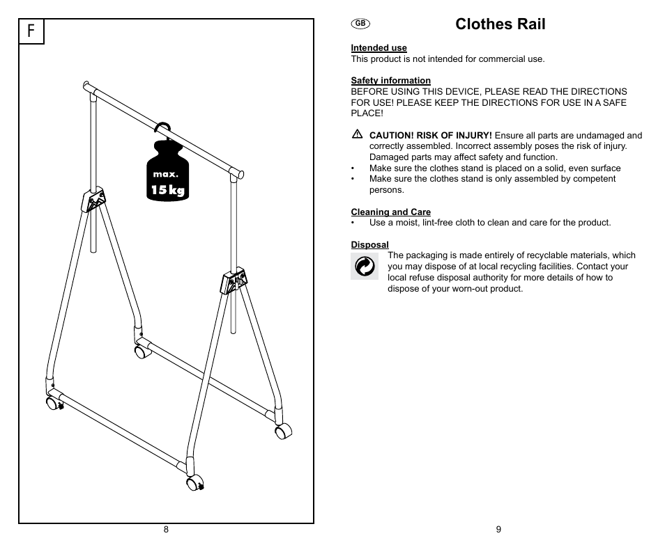 Clothes rail | Ordex T13826 User Manual | Page 5 / 8