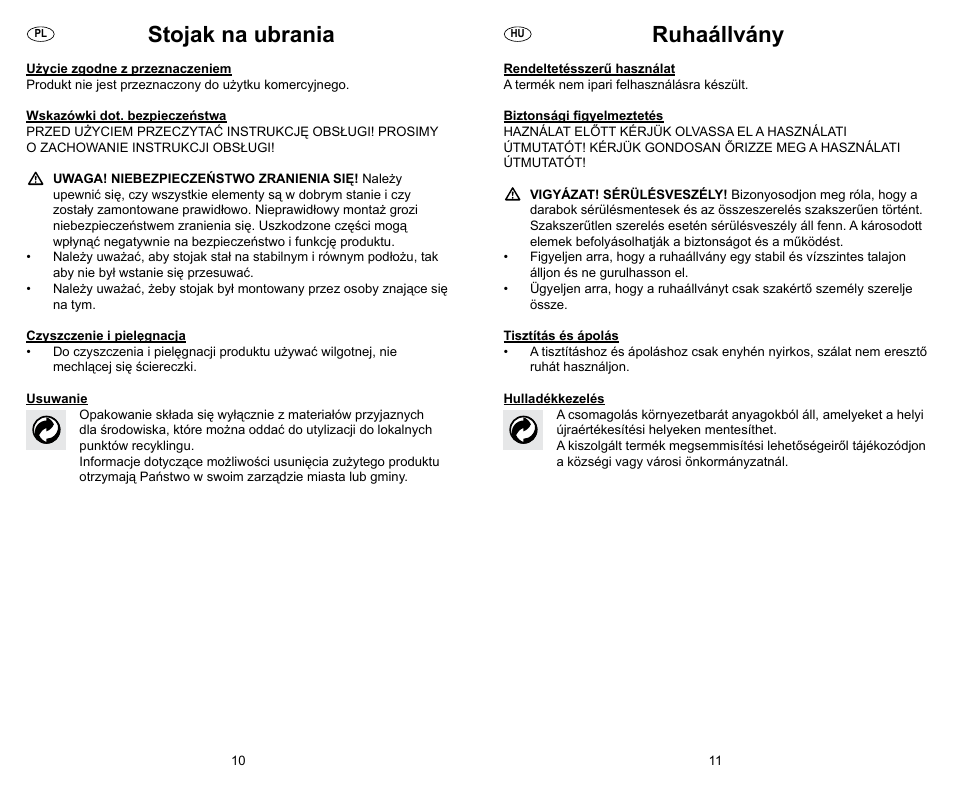 Stojak na ubrania, Ruhaállvány | Ordex T13826 User Manual | Page 6 / 8