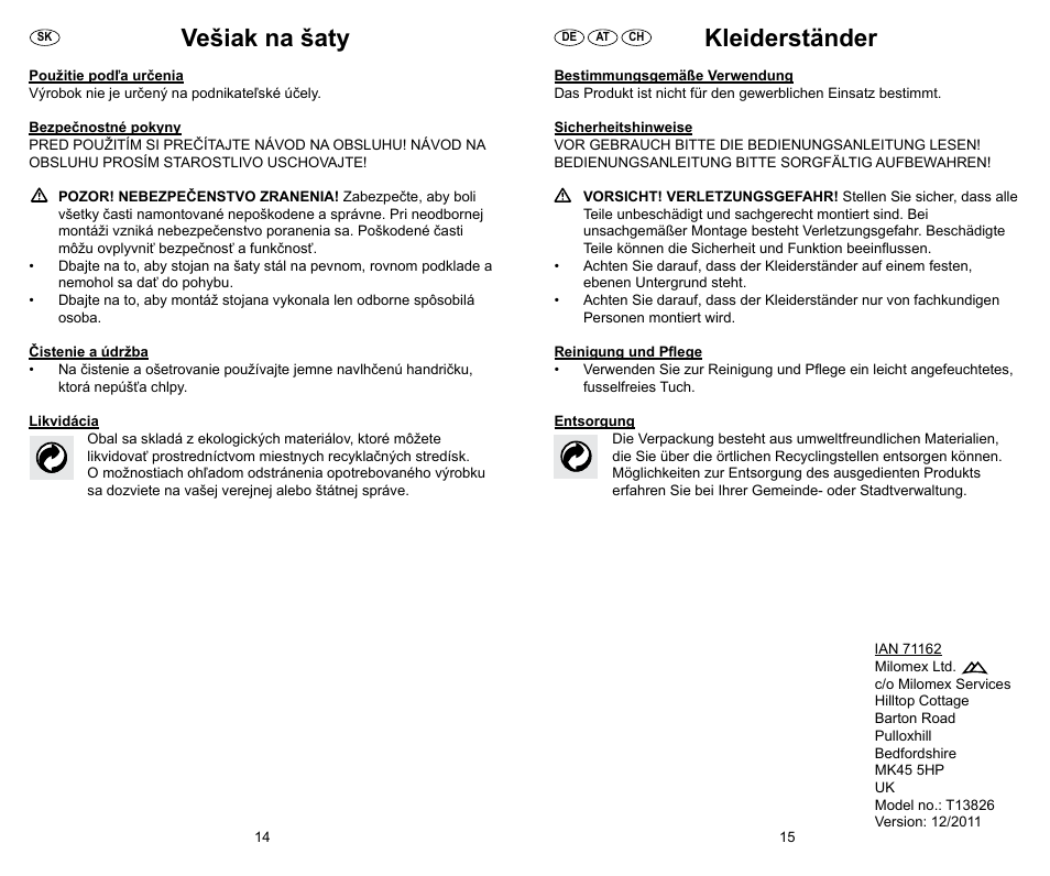 Vešiak na šaty, Kleiderständer | Ordex T13826 User Manual | Page 8 / 8