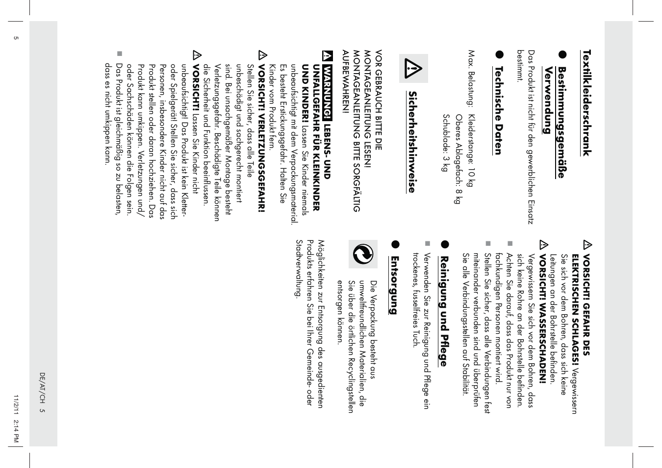 Z technische dat en, Sicherheitshin w eise, Z reinigung und pﬂege | Z entsor gung | Ordex Z29776 User Manual | Page 5 / 7