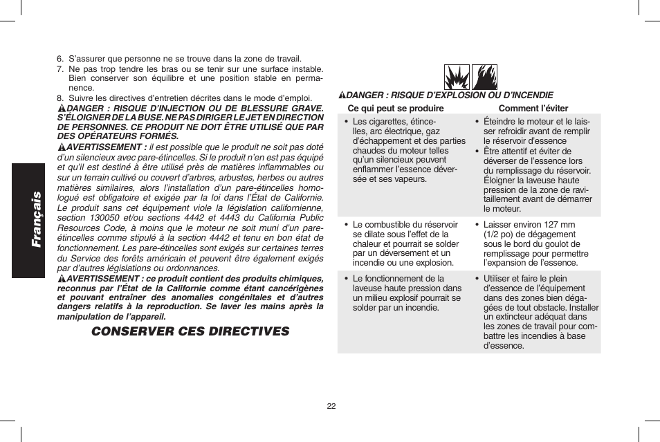 Français, Conserver ces directives | DeWalt DPH3100 User Manual | Page 22 / 64