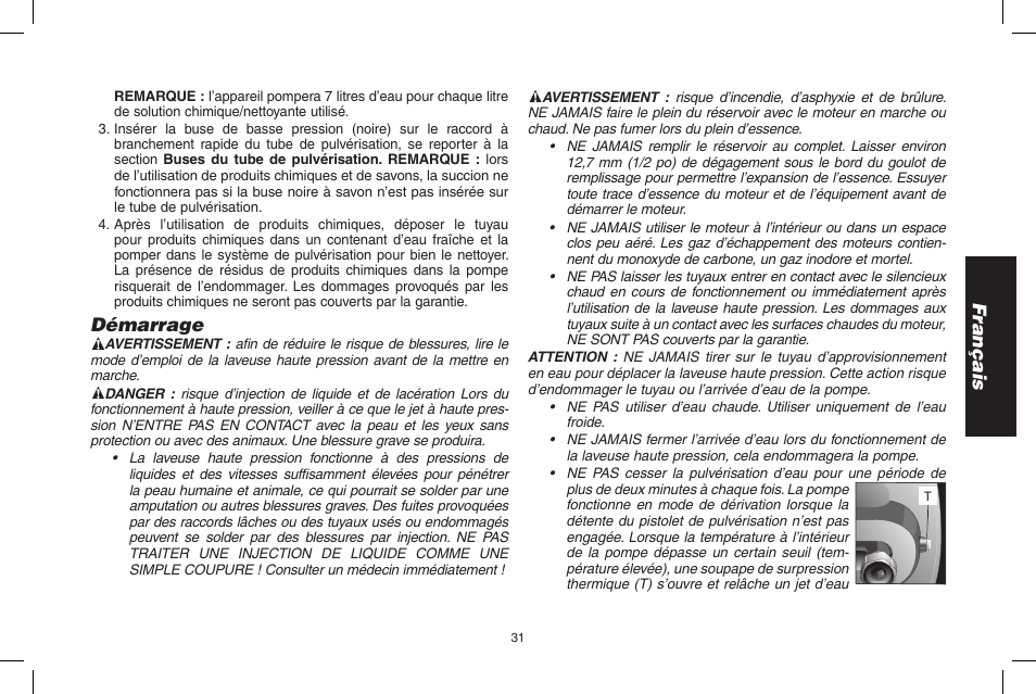 Français, Démarrage | DeWalt DPH3100 User Manual | Page 31 / 64