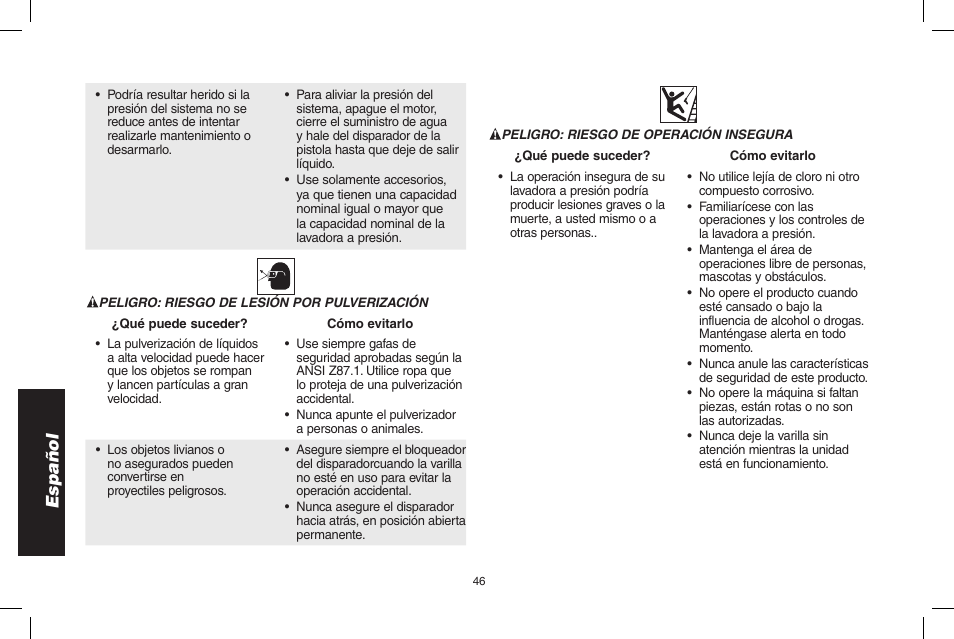 Español | DeWalt DPH3100 User Manual | Page 46 / 64
