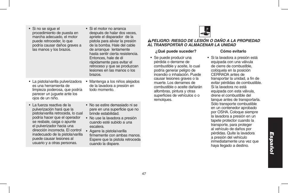 Español | DeWalt DPH3100 User Manual | Page 47 / 64