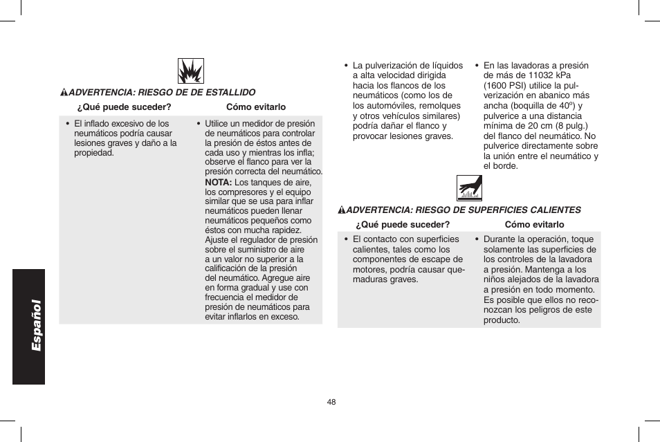 Español | DeWalt DPH3100 User Manual | Page 48 / 64