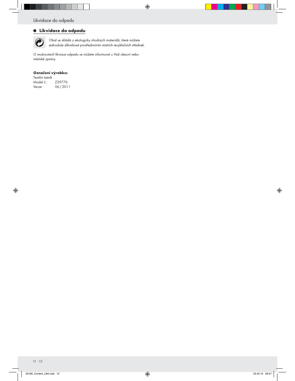 Likvidace do odpadu | Ordex Z29776 User Manual | Page 10 / 16