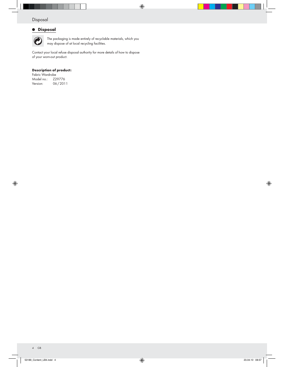 Disposal | Ordex Z29776 User Manual | Page 2 / 16