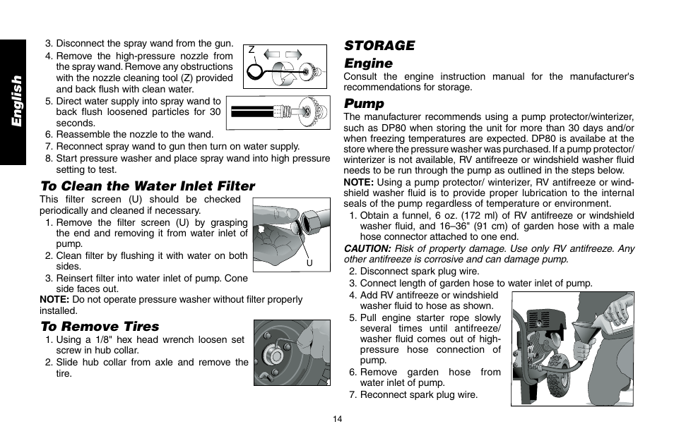 En g li sh, Storage engine, Pump | DeWalt A16505 User Manual | Page 14 / 64