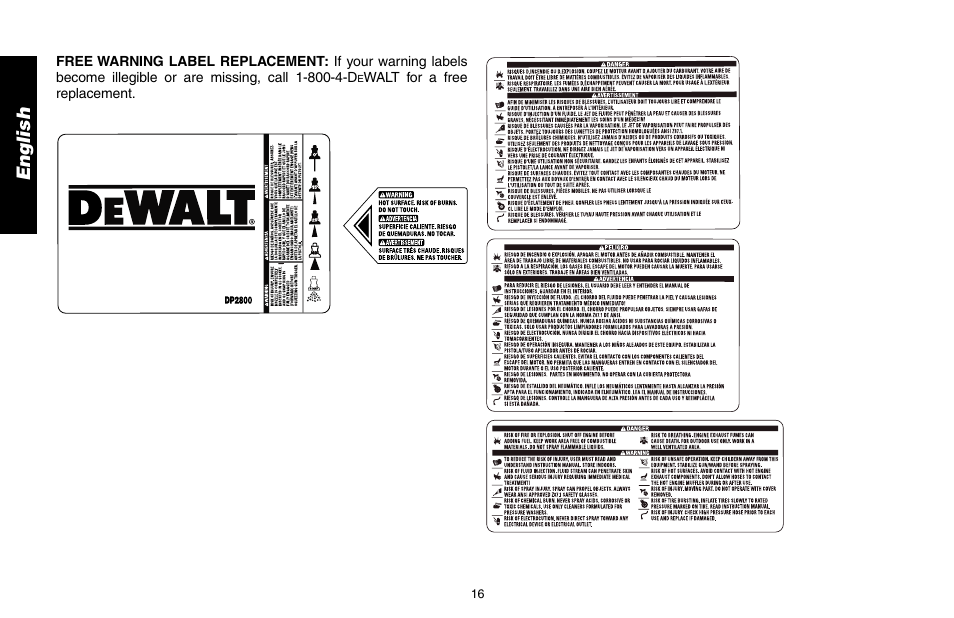 DeWalt A16505 User Manual | Page 16 / 64