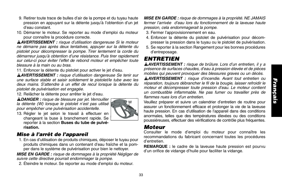 Entretien, Moteur | DeWalt A16505 User Manual | Page 33 / 64
