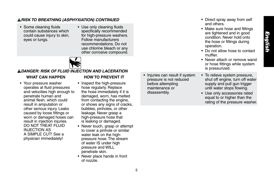 En g lis h | DeWalt A16505 User Manual | Page 5 / 64