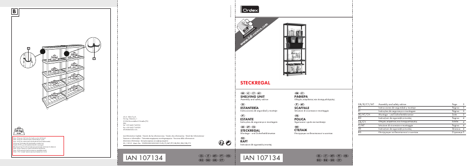 Ordex Shelving Unit User Manual | 2 pages