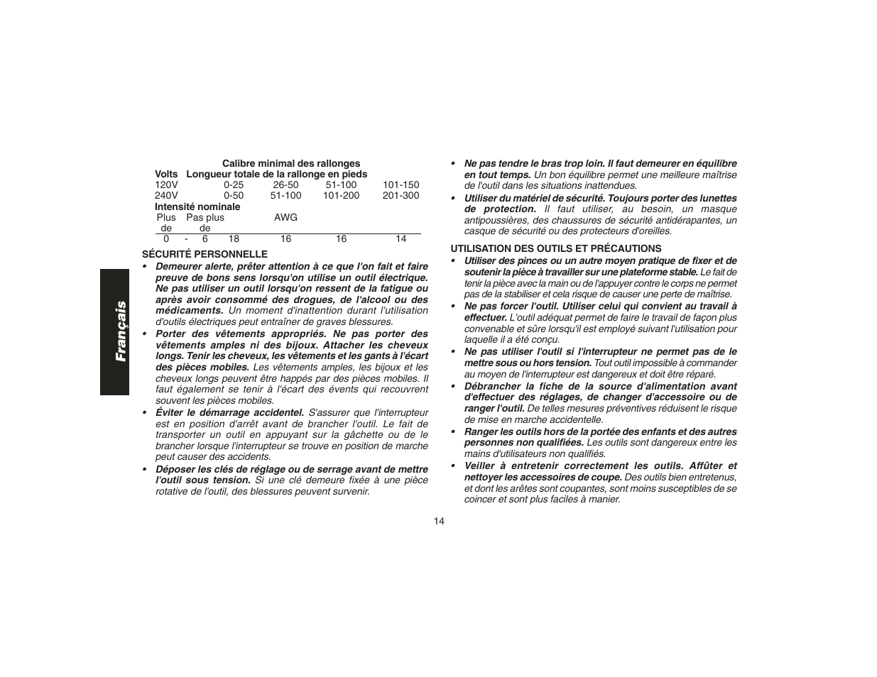 Français | DeWalt DW400 User Manual | Page 16 / 45