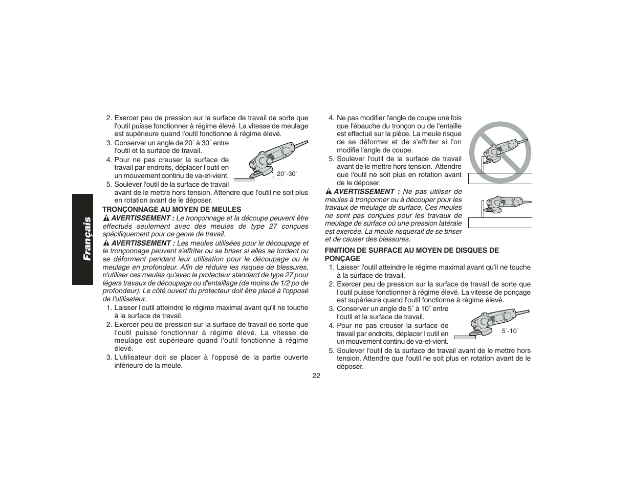 Français | DeWalt DW400 User Manual | Page 24 / 45