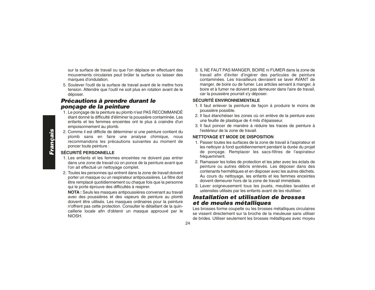 Français | DeWalt DW400 User Manual | Page 26 / 45