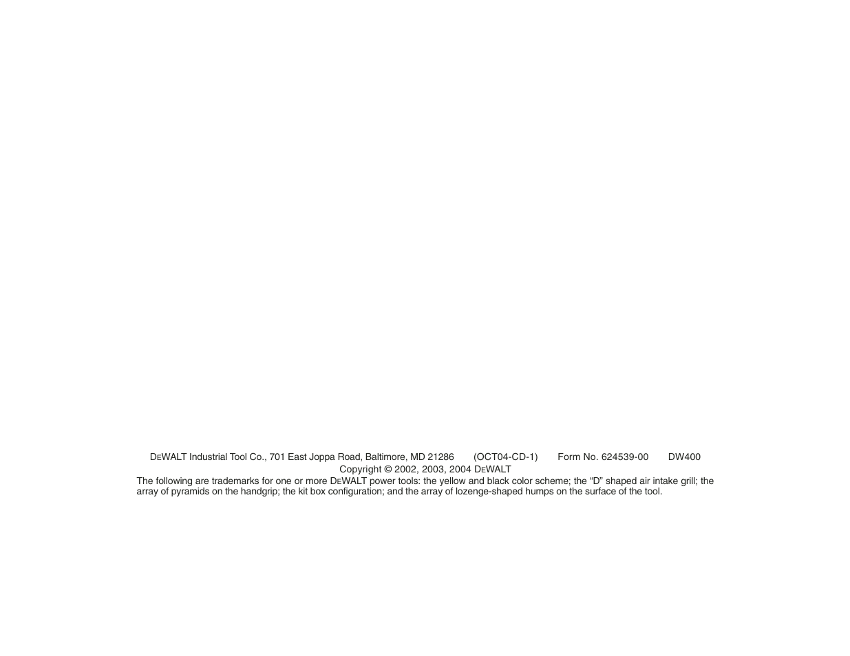 DeWalt DW400 User Manual | Page 45 / 45