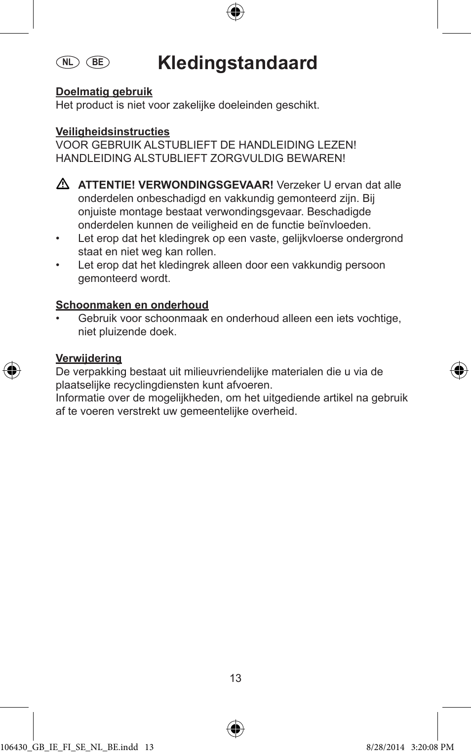 Kledingstandaard | Ordex Clothes rail User Manual | Page 14 / 15
