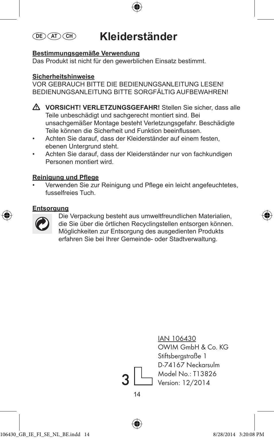 Kleiderständer | Ordex Clothes rail User Manual | Page 15 / 15