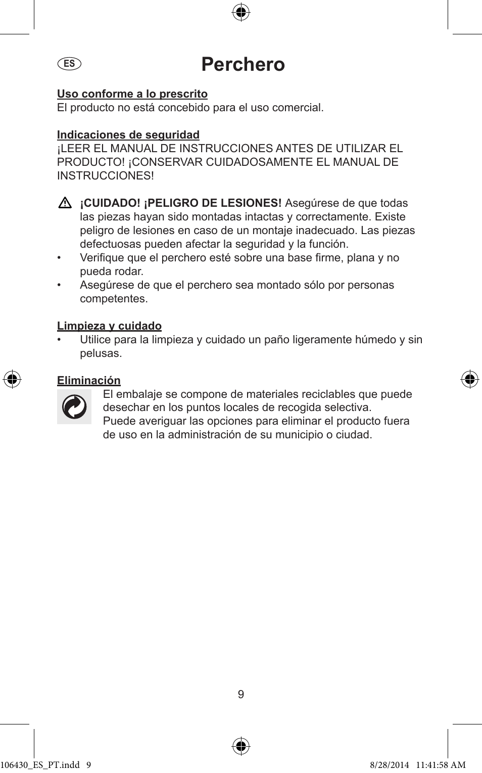 Perchero | Ordex T13826 User Manual | Page 9 / 13