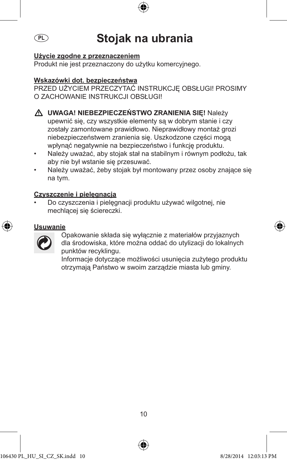 Stojak na ubrania | Ordex T13826 User Manual | Page 10 / 15