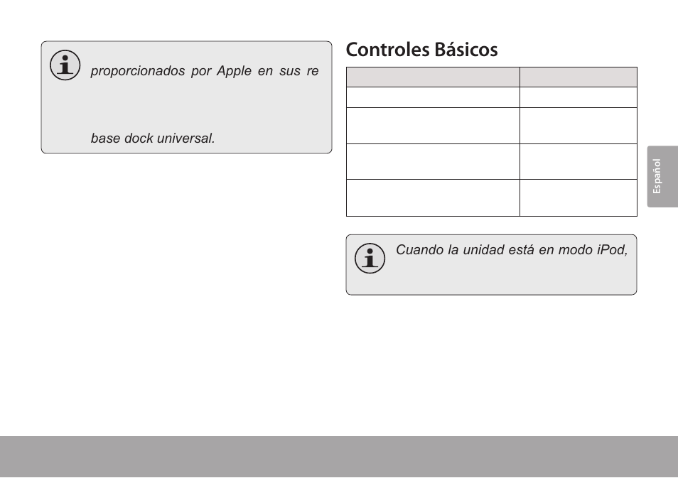 Conectar un dispositivo auxiliar, Controles básicos | COBY CSMP145 User Manual | Page 31 / 62