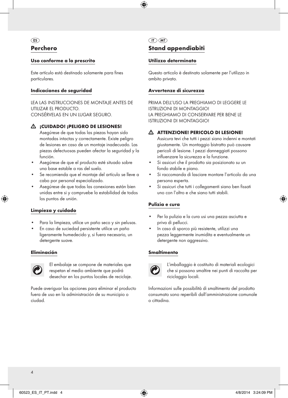 Perchero, Stand appendiabiti | Ordex T13828 User Manual | Page 4 / 7