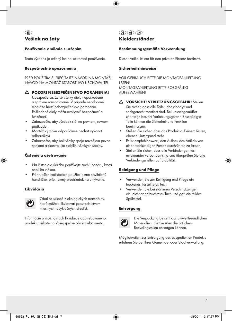 Vešiak na šaty, Kleiderständer | Ordex T13828 User Manual | Page 7 / 8