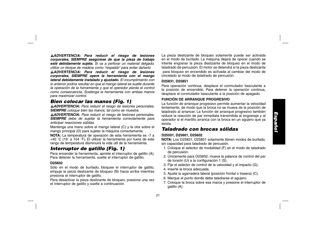 DeWalt D25602 User Manual | Page 22 / 39