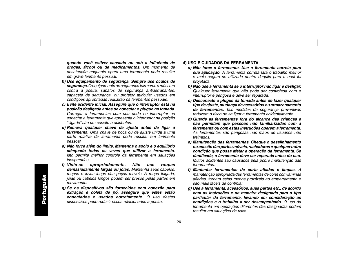 Por tuguês | DeWalt D25602 User Manual | Page 27 / 39