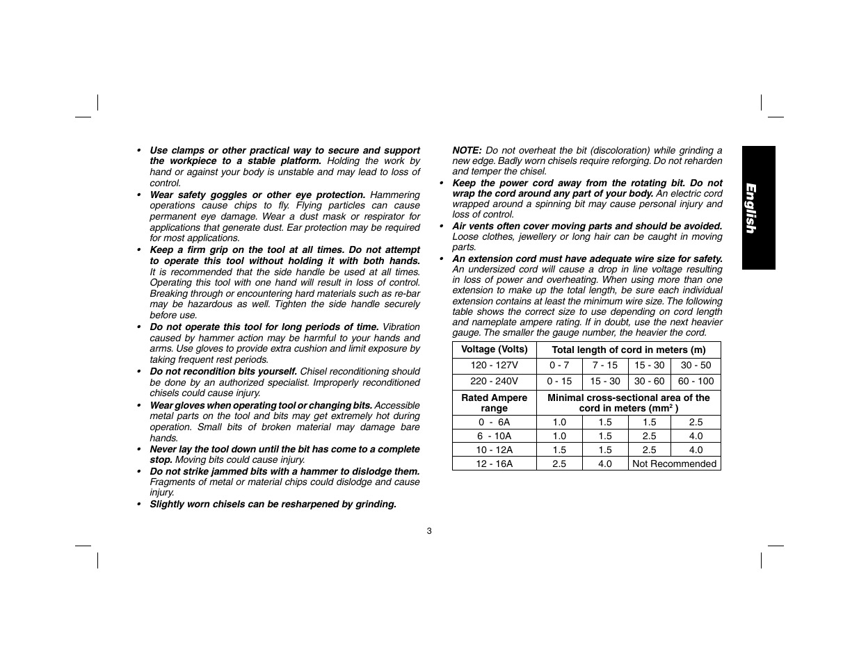 English | DeWalt D25602 User Manual | Page 4 / 39