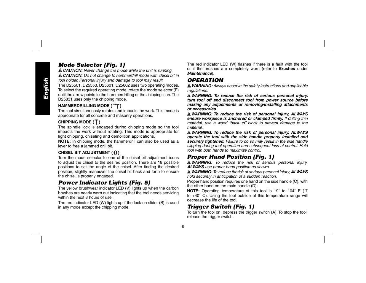 DeWalt D25602 User Manual | Page 9 / 39