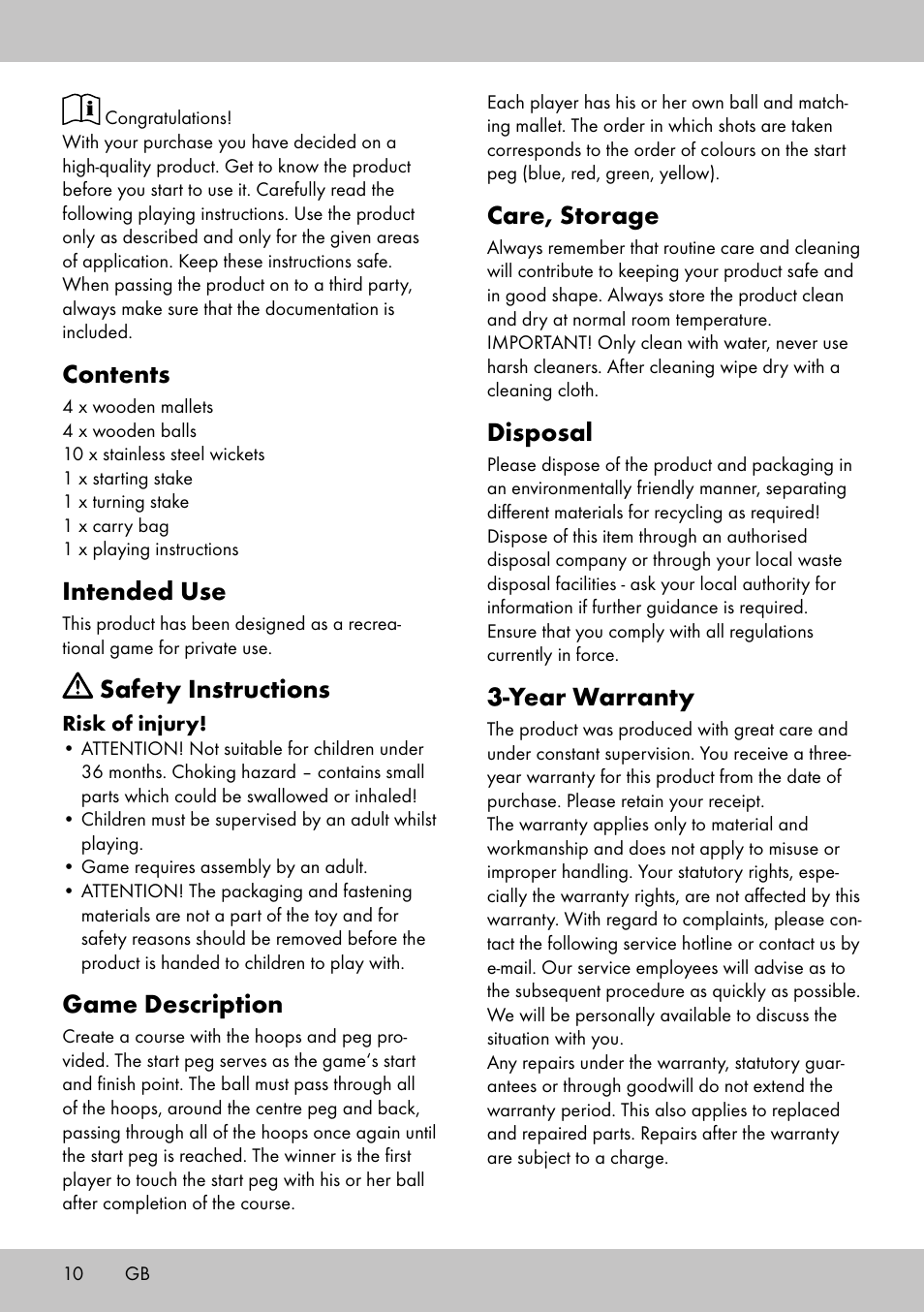 Playtive CROQUET SET User Manual | Page 10 / 12