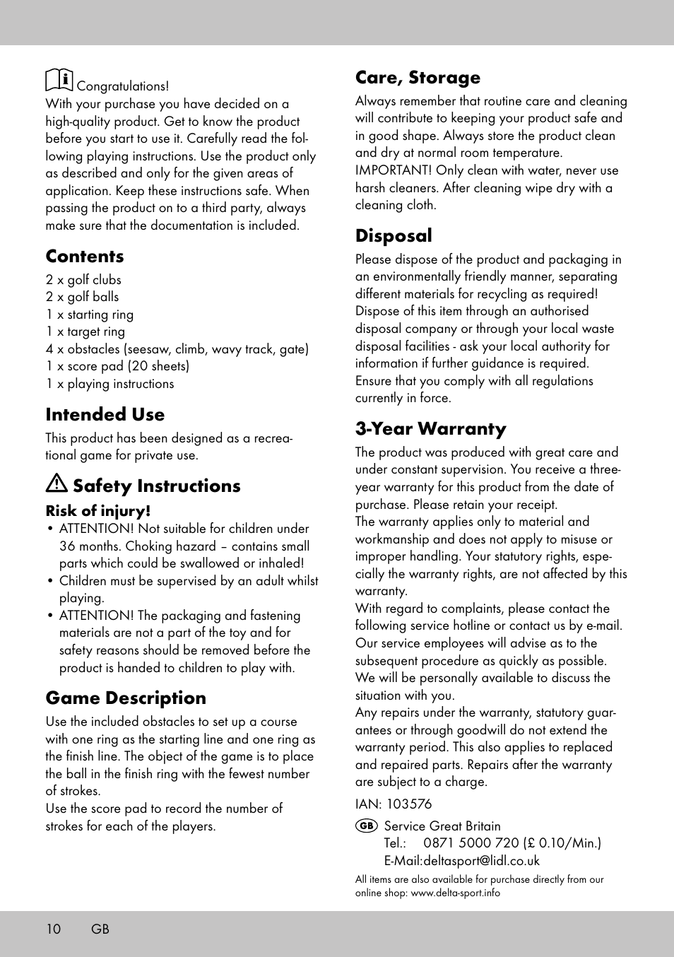 Playtive MINI GOLF SET User Manual | Page 10 / 12