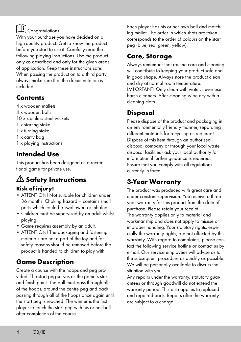 Playtive CROQUET SET User Manual | Page 4 / 16