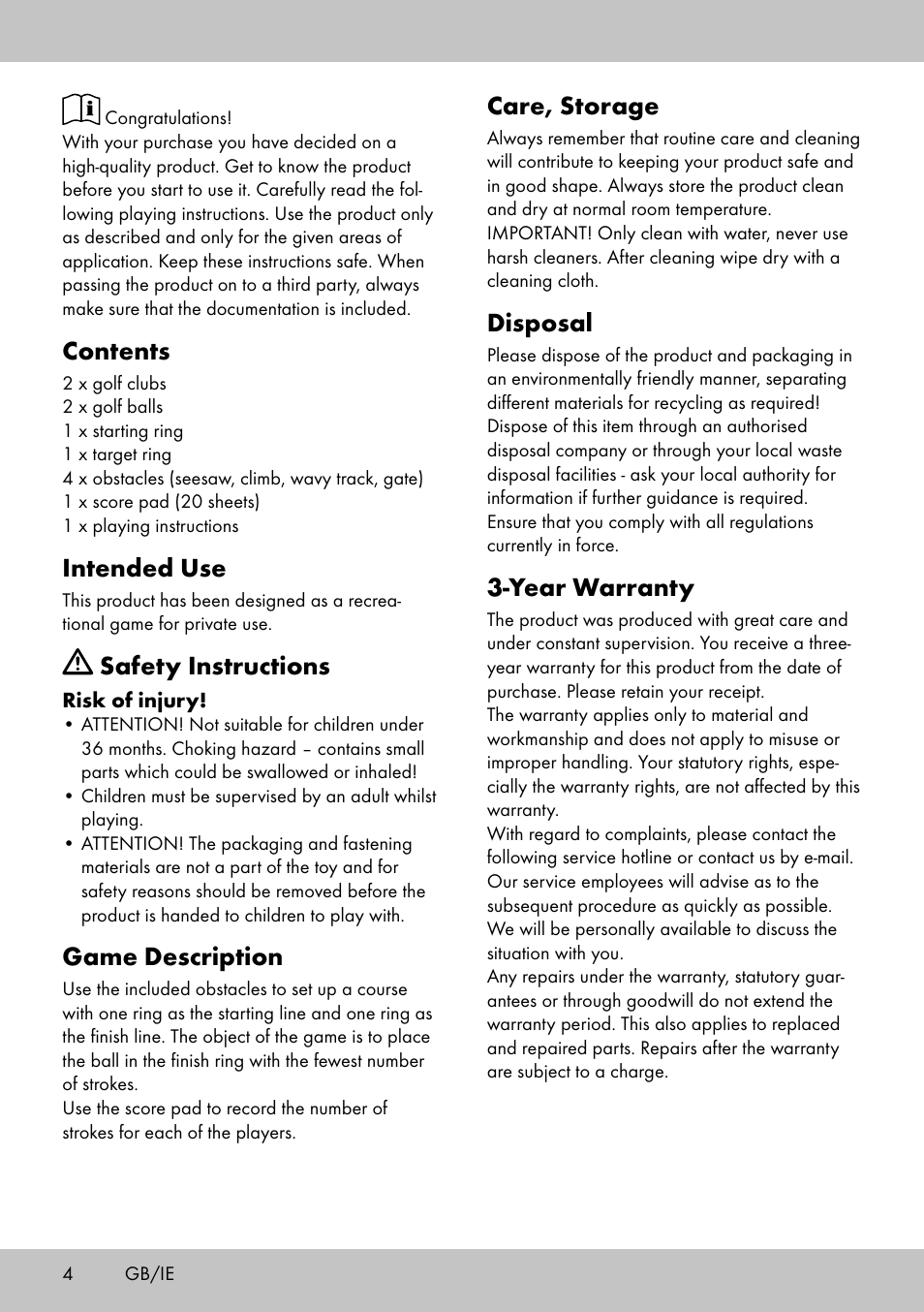 Playtive MINI GOLF SET User Manual | Page 4 / 16