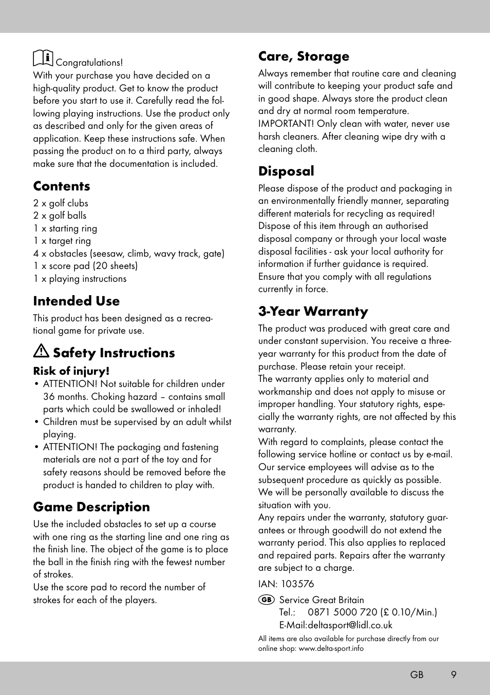 Playtive MINI GOLF SET User Manual | Page 9 / 12